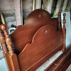 Mahogany (?) Queen Poster Bed Frame 