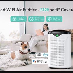 Smart HEPA Air Purifier for Home Large Room WiFi APP Alexa Control Air Cleaner