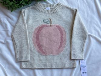 Todaler Girl Apple Long-Sleeve Sweater - Ivory