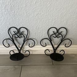 2 Black Metal Hanging Candle Holders