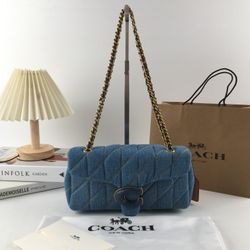 COACH new chain bag shoulder bag denim blue