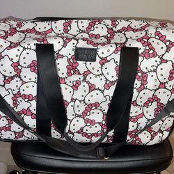 Hello Kitty Rolling Duffle Bag Luggage With Black Strap Pink Bow