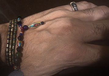 Men's Braslete's Natural Gemstones Ruby Emerald Sapphire And more Sterling Silver.