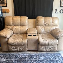 Reclining Leather Couch Set 