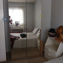 Storage Closet With Mirror Doors.