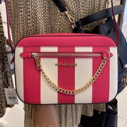 MICHAEL KORS Jet Set Large EW Zip Chain XBody Saffiano Leather Crossbody Bag NWT