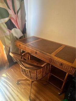 1970s Bamboo and Rattan Desk