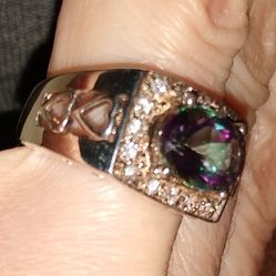 Simply Gorgeous NEW Sterling Silver Alexandrite Colored Genuine Mystic Topaz Valentine's Day Ring! 💍