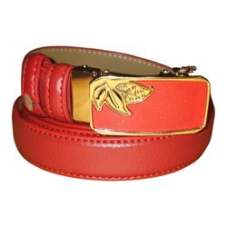 Chic Red Belt with Gold Accent