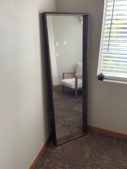 Full-Length Floor Mirror with faux Wood Frame