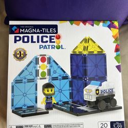 Magna-Tiles Police Patrol 20-Piece Magnetic Construction Set, The Original Magnetic Building Brand
