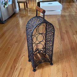 Gorgeous Metal And Wood 7 Wine Rack With Handle
