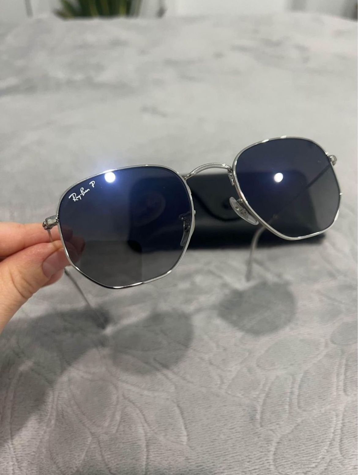 Ray Ban Hexagonal Flat Lenses Blue Gradient Silver Frame