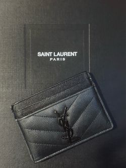 Saint Laurent YSL Monogram Card Case in Grained Leather