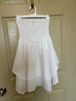 Cute white strapless dress!