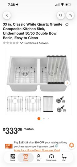 33 in. White Quartz Granite Undermount Double Bowl Kitchen Sink