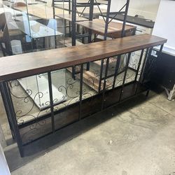 Console Table, Industrial Narrow Sofa Table Behind Couch With 2 Tier Storage Shelf,