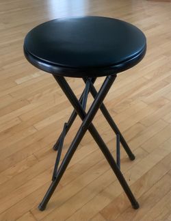 Black Folding Bar Stool Portable Compact Like New
