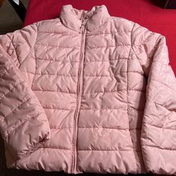 Girls Puffer Jacket - Rose Color Size Large 10-12 New