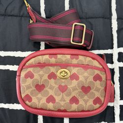 Red Hearts Coach Crossbody Bag