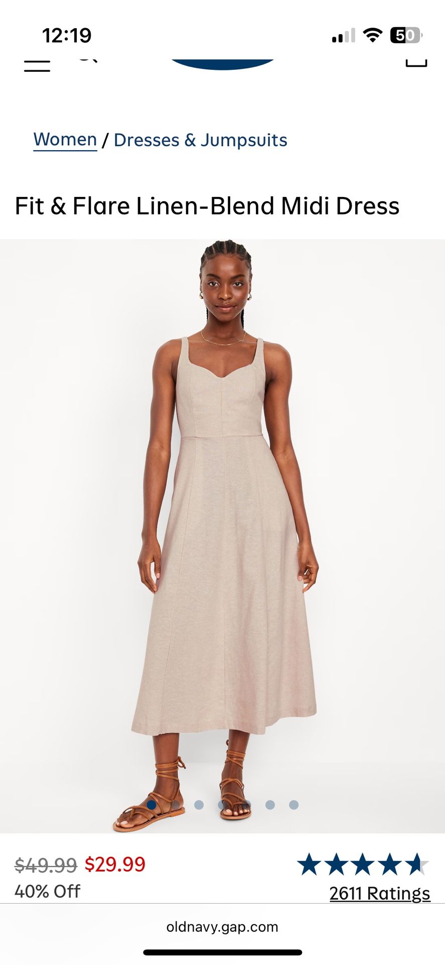Linen-Blend Midi Dress