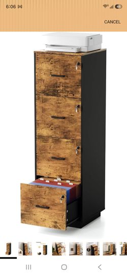 VINGLI 4 Drawer File Cabinet with Lock, Home Office Filing Organizer, for Letter Size File Folder Storage, Wood Tall Vertical Filing Cabinet, Printer 