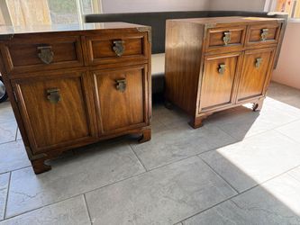 Beautiful Vintage Century Furniture Campaign-Style Nightstands