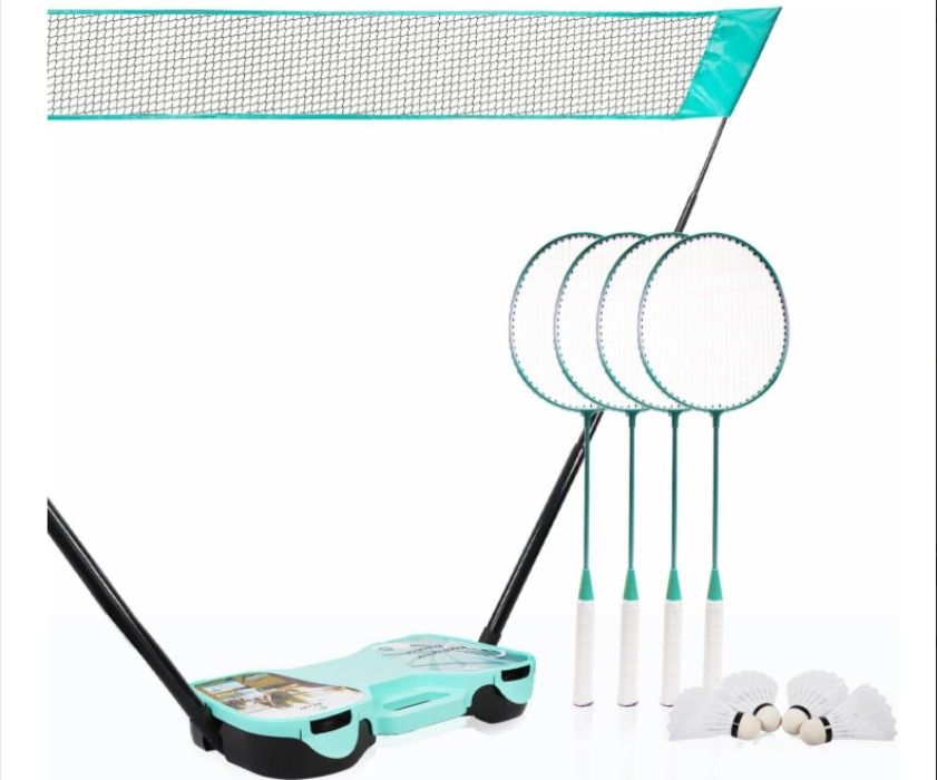 EasyGo Badminton Set – Net + 4 Rackets + 4 Birdies & Portable Storage Box