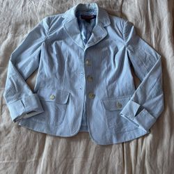 Vineyard Vines Seersucker Blazer - Blue & White Stripe (Size 2/S)