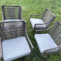 All-weather Wicker Swivel Chairs, 4-Pack