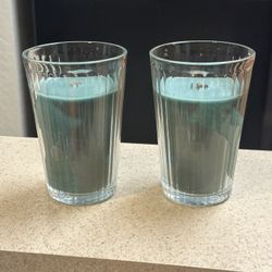 Two Green Wood Wick Candles With Spearmint Eucalyptus Fragrance