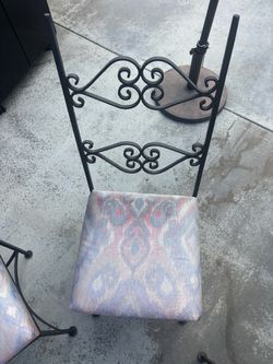 Wrought Iron Chair with Upholstered Seat
