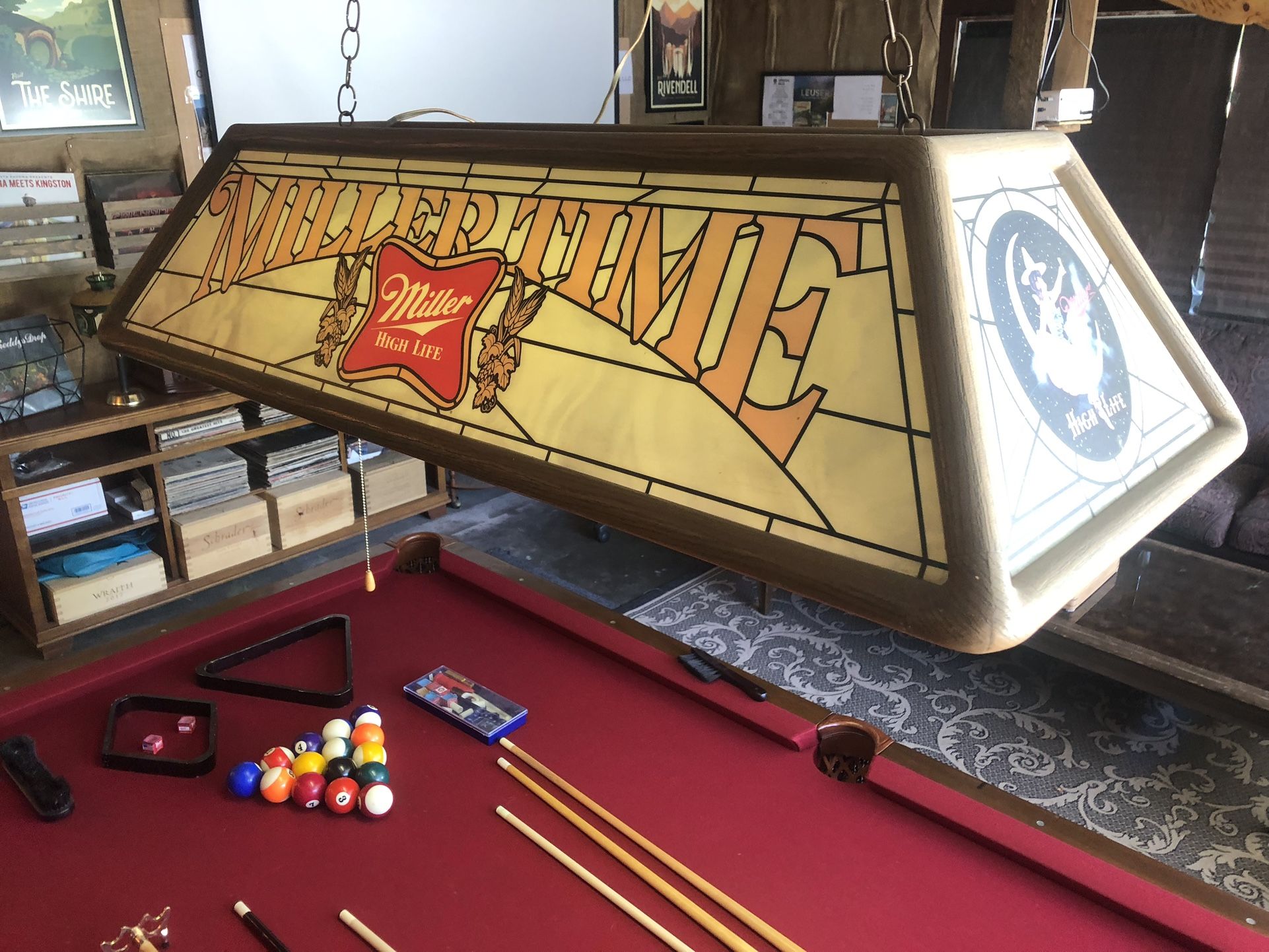 Vintage 1980’s Miller High Life Beer Pool Table Light Hanging Sign