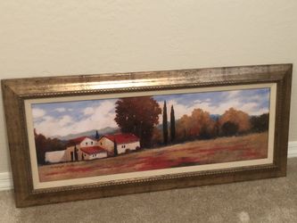 Countryside Farm House Painting In Frame 