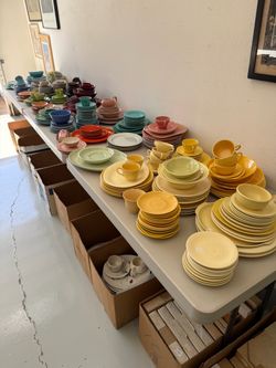Large Vintage Colorful Ceramic Dinnerware Collection