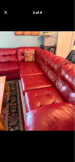Beautiful red Pleather couch