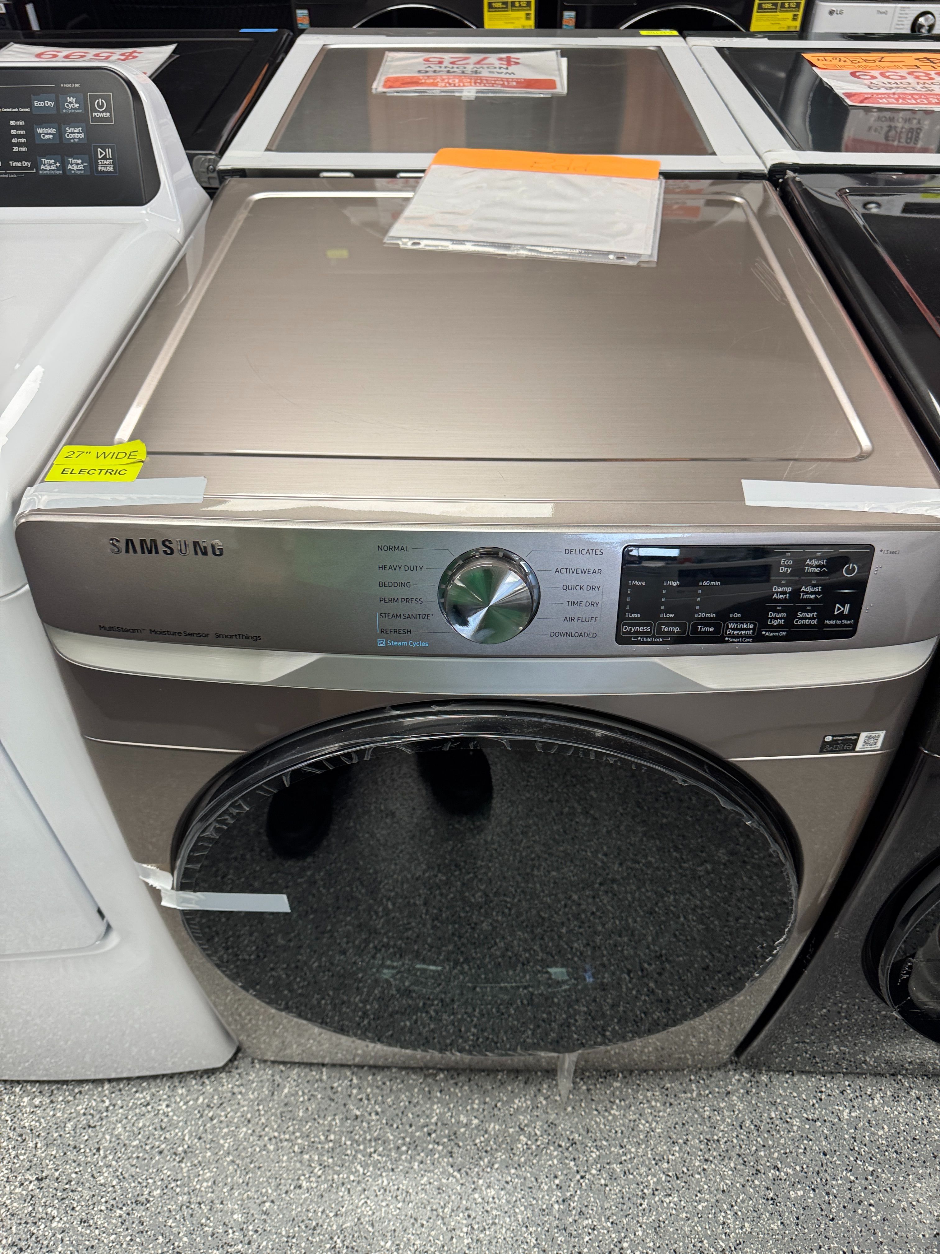 Champagne Samsung Electric Dryer 7.5 Cu Ft Units are new open box scratch and dent