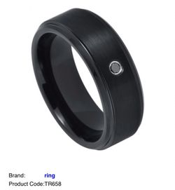 Black tungsten ring with diamond