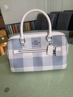 Coach Plaid Satchel Handbag #01552 – Gray & White