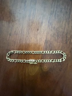 14 k  gold link bracelet 8 inches 5 mm
