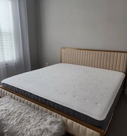 Gold bed frame and king Mattress