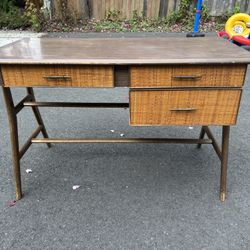 Desk - Vintage MCM Desk With 3 Drawers
