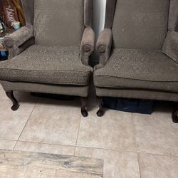 Two Wingback Traditional Chairs 