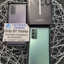 Samsung Galaxy Note 20 5g 128gb  Unlocked, FREE Smartwach/ Headphones. Pay $1 Today Rest in payments. NO CREDIT NEEDED FINANCING