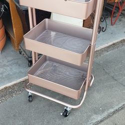 Metal Tiered Cart On Rollers
