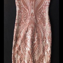Rose Gold Sequin Midi Dress 