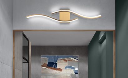 33.5 in Modern Bathroom Vanity Light Fixture, Dimmable Gold LED Over Mirror Lighting