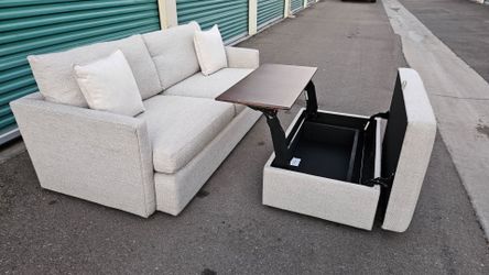 FREE DELIVERY!!! Crate & Barrel "Lounge" Sofa + Ottoman WHITE ($3.3K Retail...50% OFF!!!)
