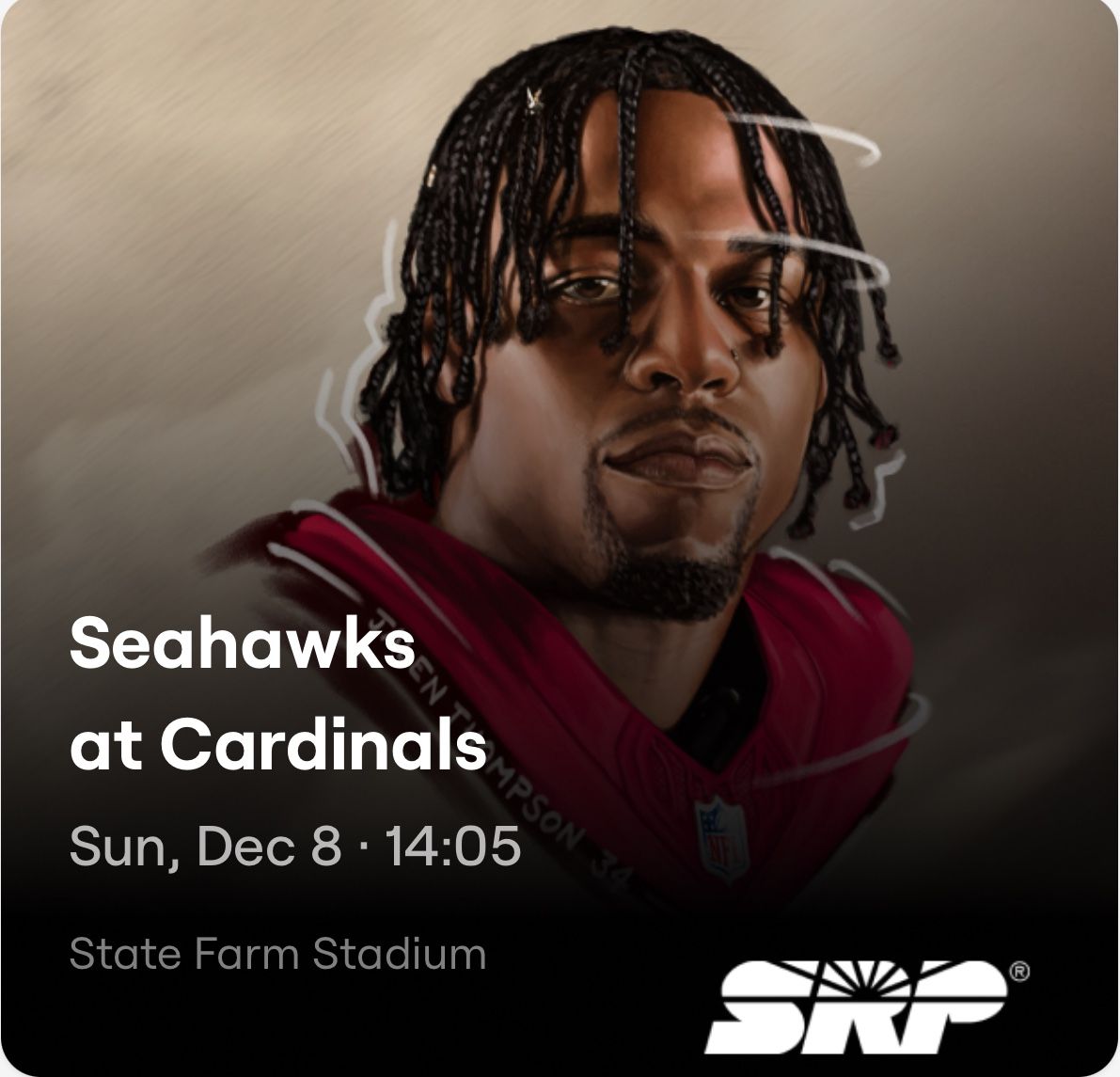 Cardinals vs Seahawks 4th Row Sec 133 Seats 5-6
