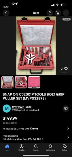Snap On Bolt Grip Puller Set